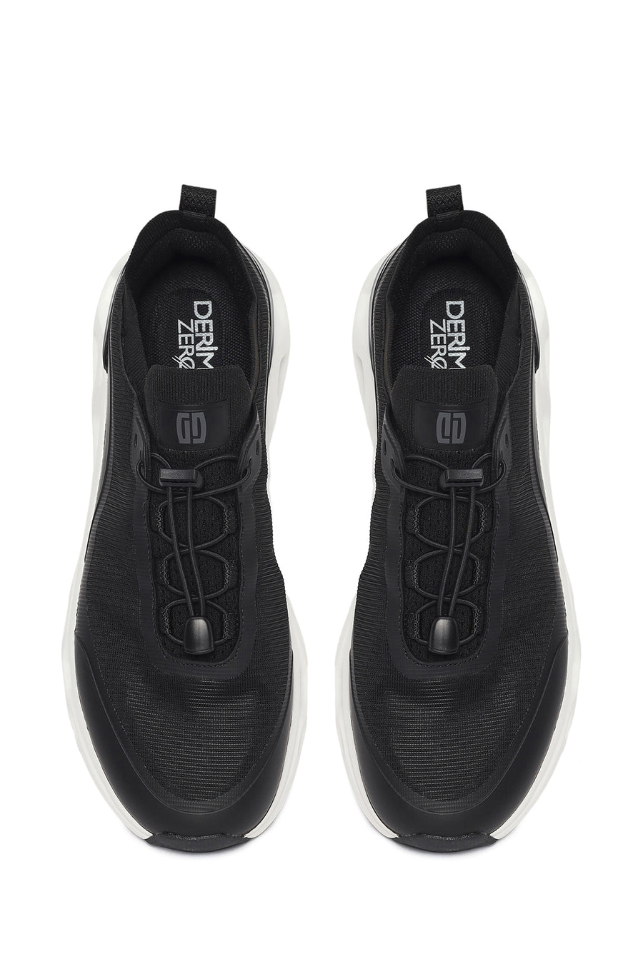 Derimod Zero Male Black Thick-Soled Lace-Up Fabric Sneakers