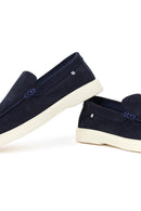 Men's Navy Blue Suede Leather Casual Loafer | Derimod