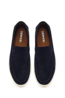 Men's Navy Blue Suede Leather Casual Loafer | Derimod