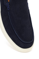 Men's Navy Blue Suede Leather Casual Loafer | Derimod