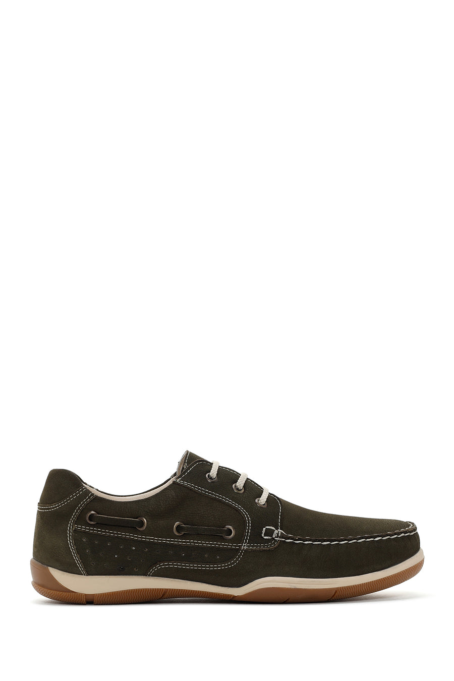 Men's Khaki Lace-Up Nubuck Leather Casual Shoes 26SFD7101V3 | Derimod