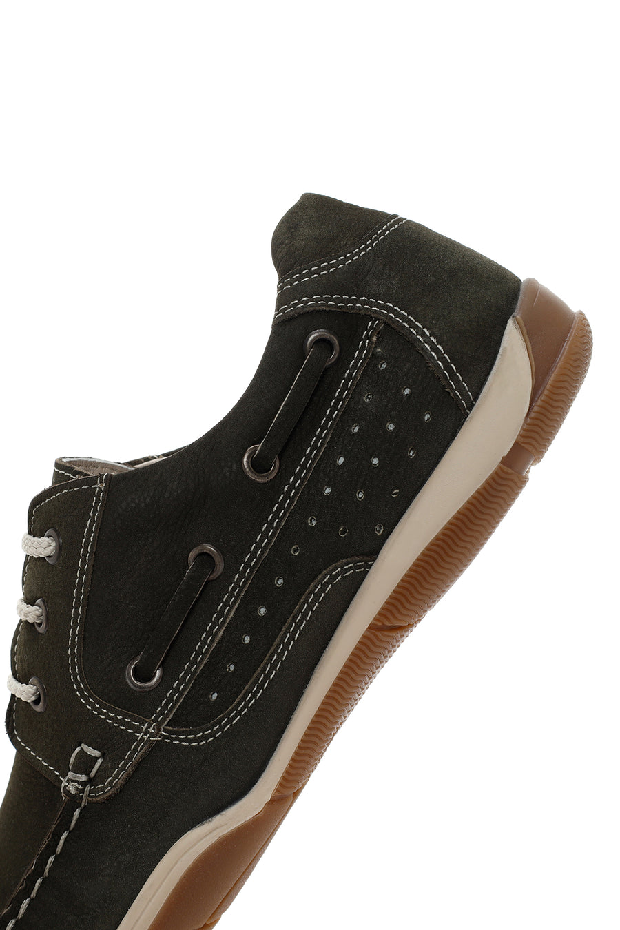 Men's Khaki Lace-Up Nubuck Leather Casual Shoes