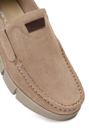 Erkek Bej Nubuk Deri Casual Loafer | Derimod