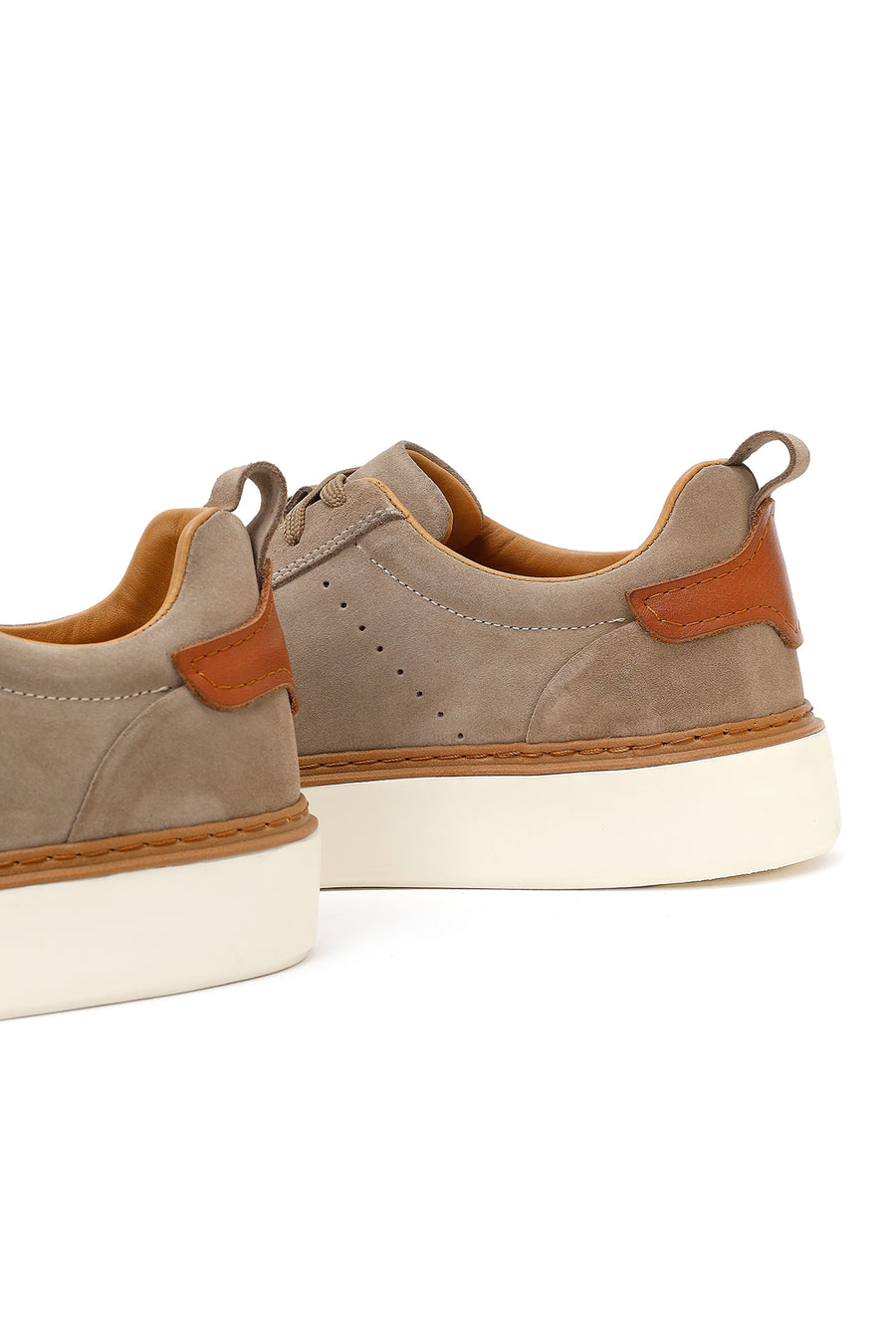 Erkek Vizon Bağcıklı Kalın Tabanlı Süet Deri Sneaker