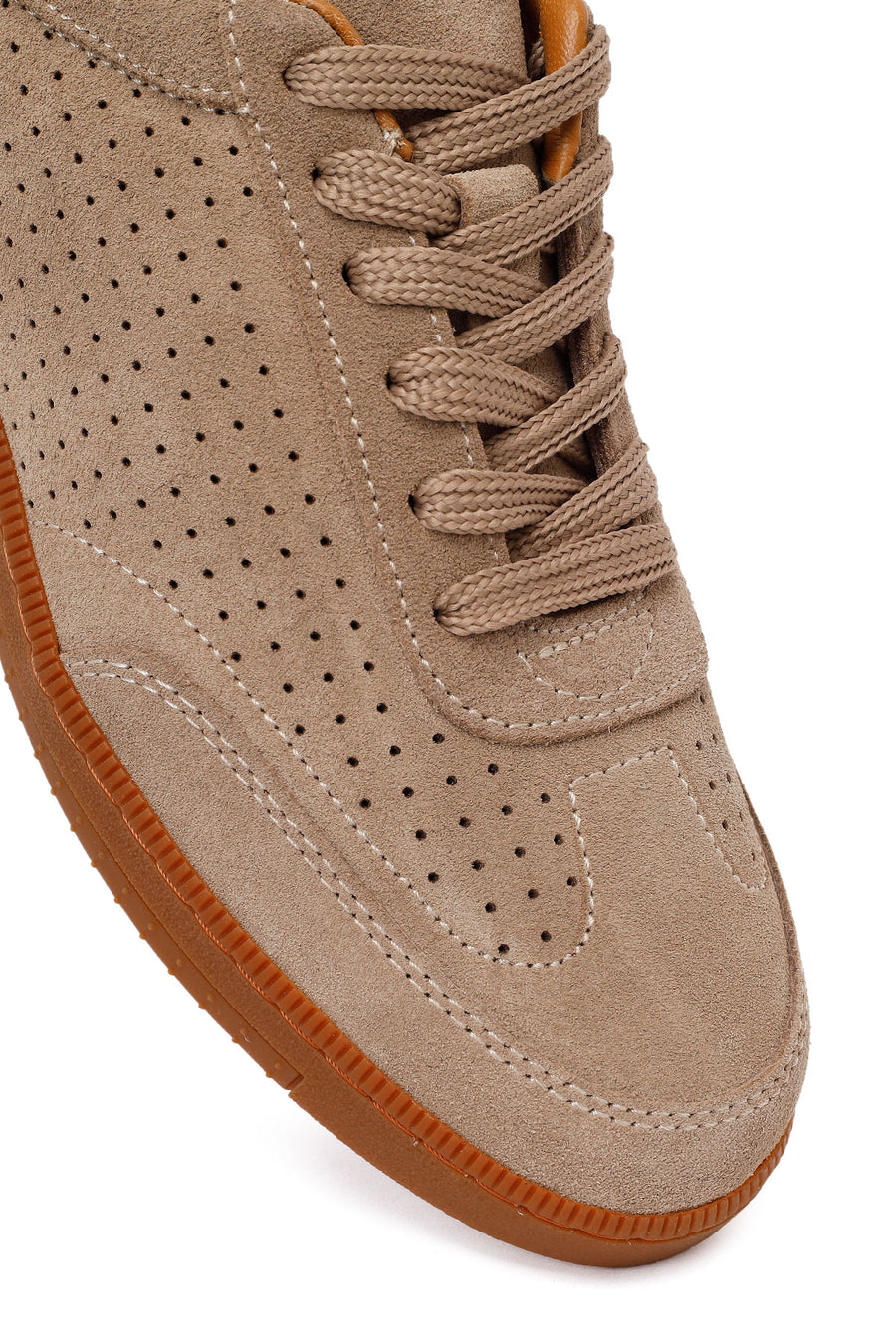 Erkek Bej Bağcıklı Süet Deri Sneaker