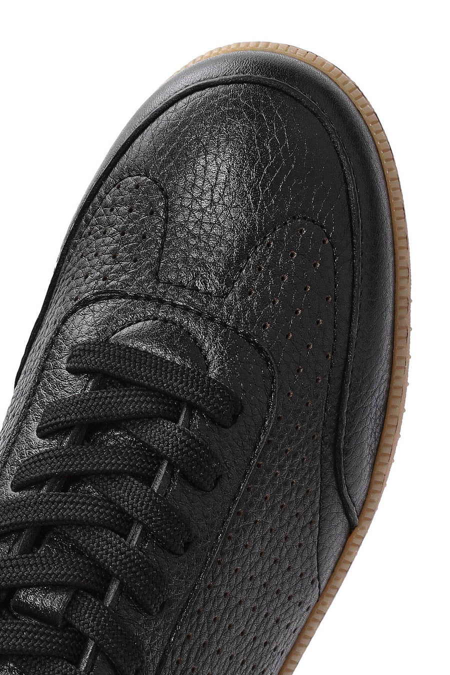 Erkek Siyah Bağcıklı Deri Sneaker