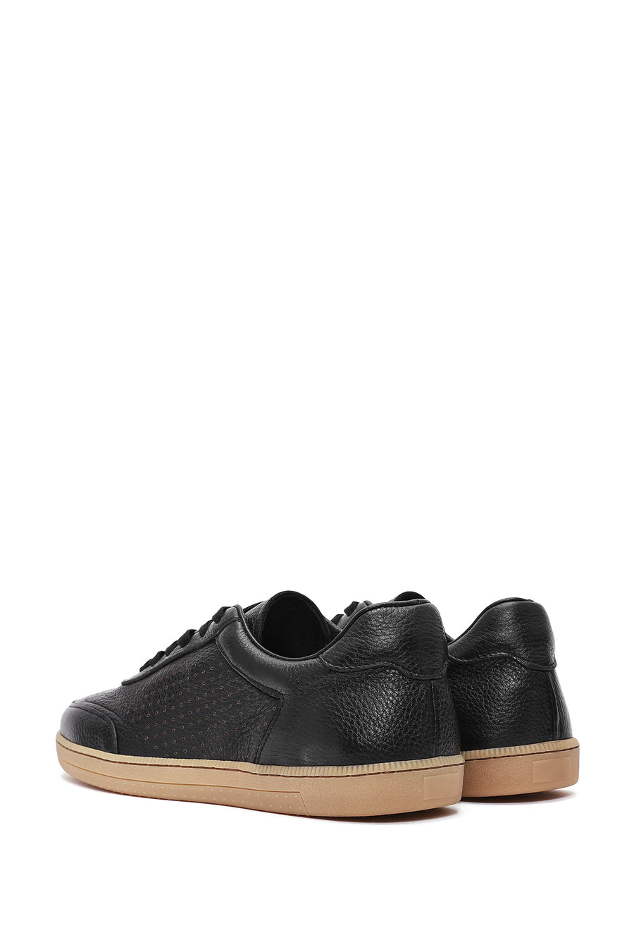 Erkek Siyah Bağcıklı Deri Sneaker