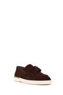 Men's Brown Tassel Suede Leather Loafer | Derimod