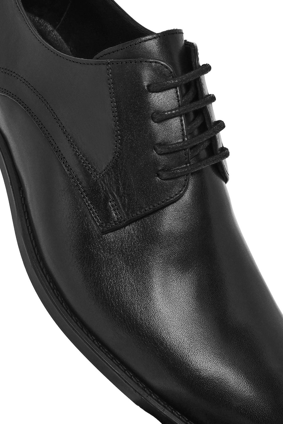 Erkek Siyah Bağcıklı Deri Klasik Ayakkabı