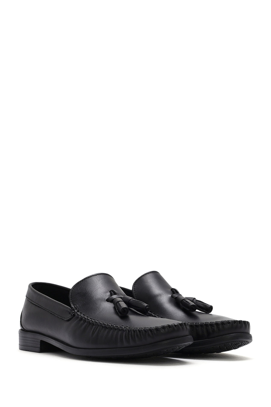 Erkek Siyah Püsküllü Deri Loafer