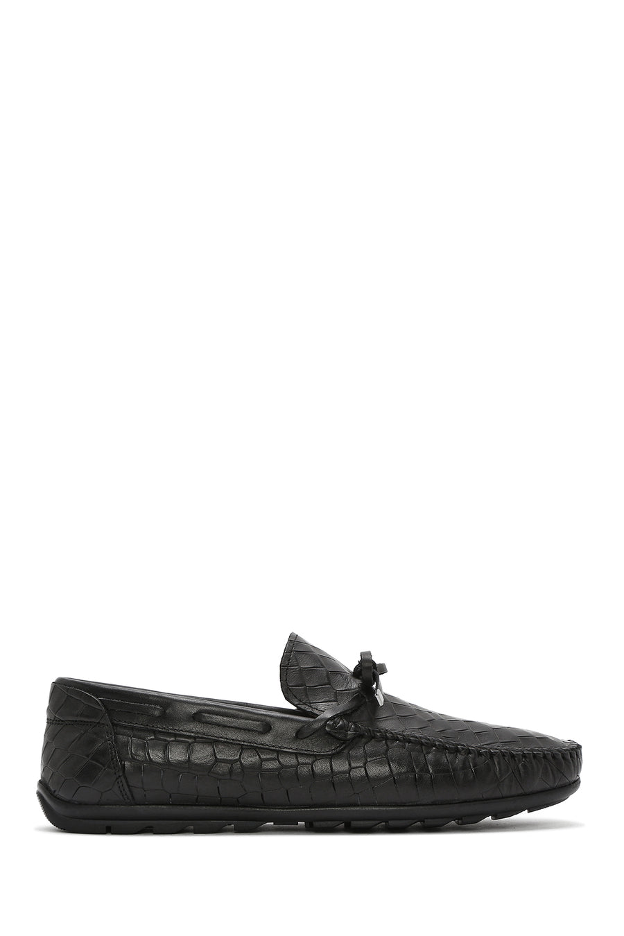 Erkek Siyah Kroko Deri Loafer 26SFD7544E3 | Derimod