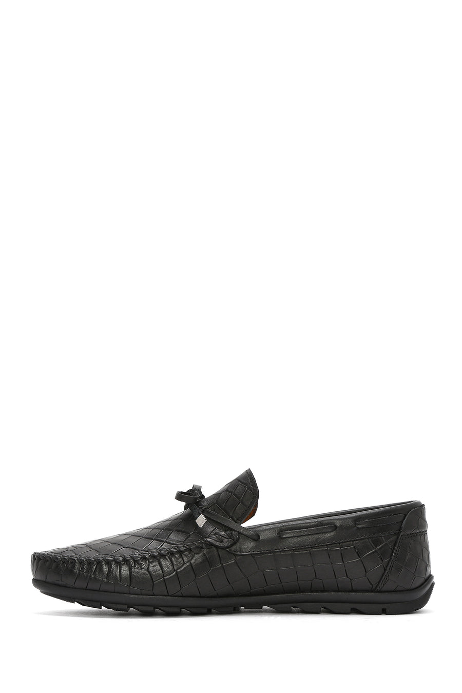 Erkek Siyah Kroko Deri Loafer