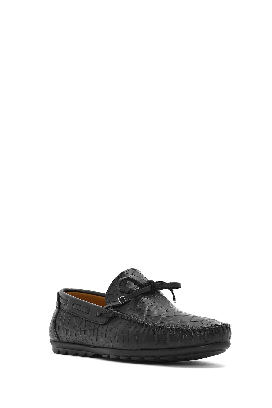 Erkek Siyah Kroko Deri Loafer
