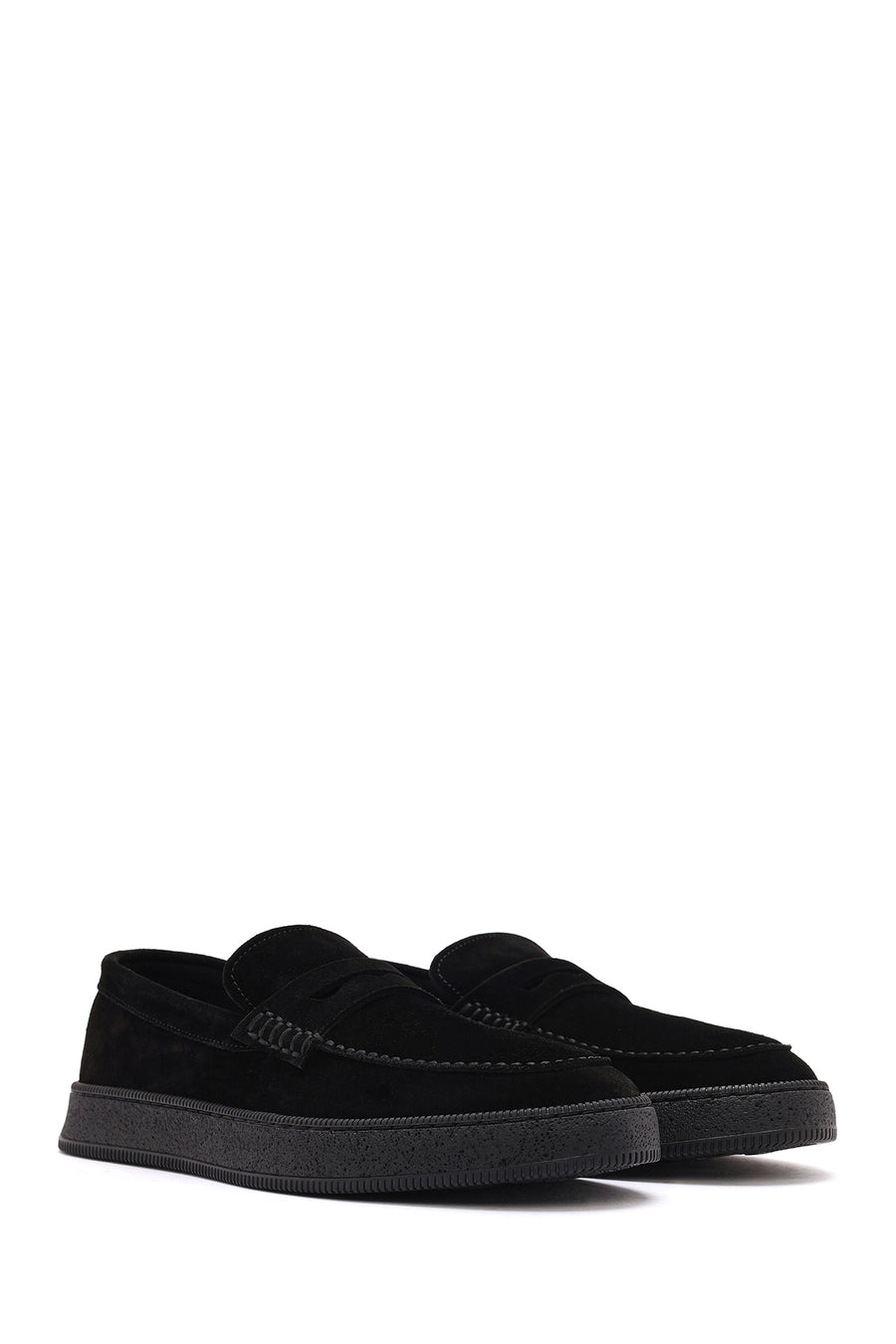 Men's Black Chunky Suede Leather Loafers