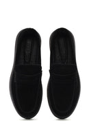 Men's Black Chunky Suede Leather Loafers | Derimod