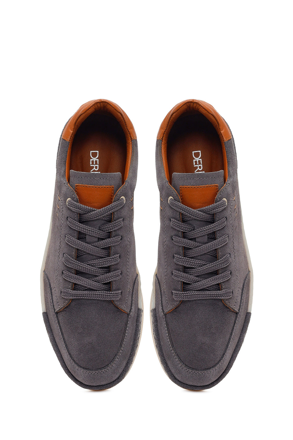 Erkek Gri Bağcıklı Süet Deri Sneaker