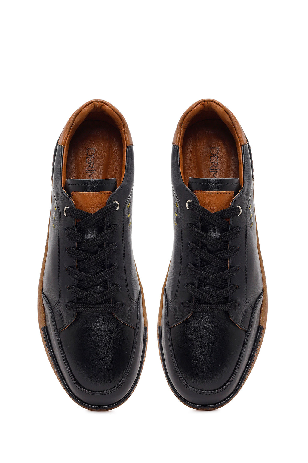 Erkek Siyah Bağcıklı Deri Sneaker