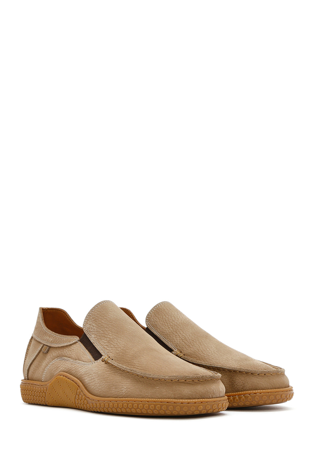 Erkek Bej Nubuk Deri Comfort Loafer