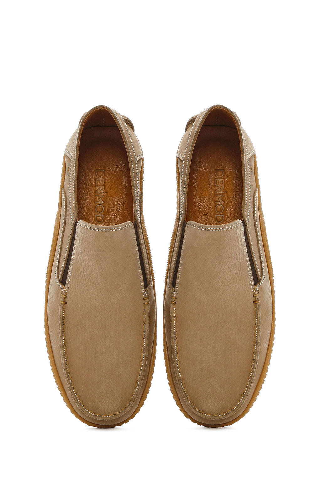 Erkek Bej Nubuk Deri Comfort Loafer