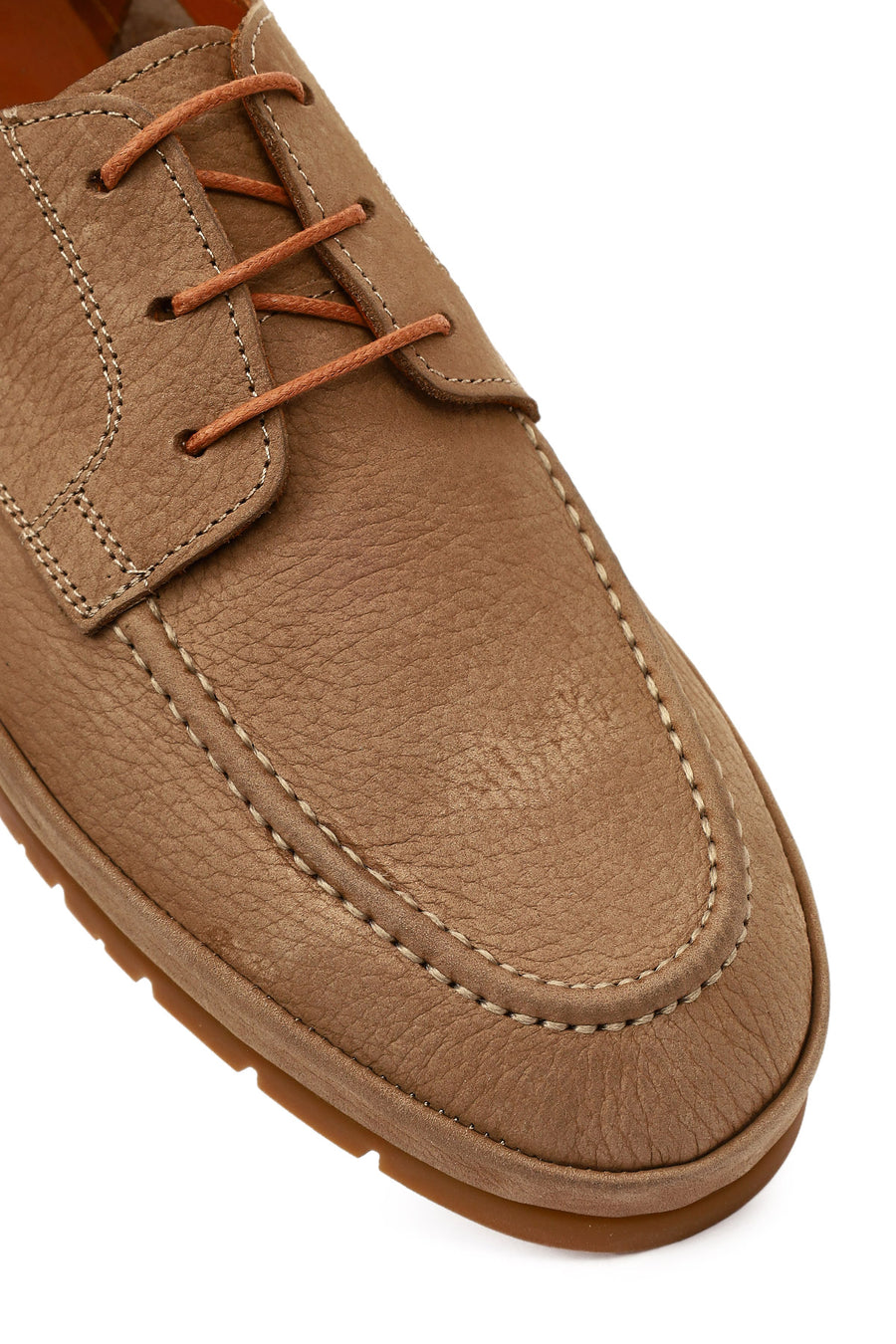Men's Beige Lace-Up Nubuck Leather Casual Shoes