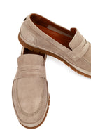 Men's Beige Suede Leather Loafer | Derimod