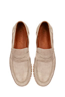 Men's Beige Suede Leather Loafer | Derimod