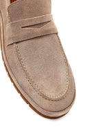 Men's Beige Suede Leather Loafer | Derimod