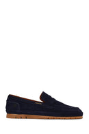 Men's Navy Blue Suede Leather Loafer | Derimod
