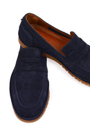Men's Navy Blue Suede Leather Loafer | Derimod
