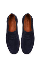 Men's Navy Blue Suede Leather Loafer | Derimod