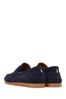 Men's Navy Blue Suede Leather Loafer | Derimod