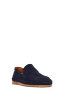 Men's Navy Blue Suede Leather Loafer | Derimod