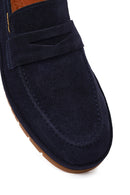 Men's Navy Blue Suede Leather Loafer | Derimod