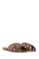 Women's Tan Leather Slippers | Derimod