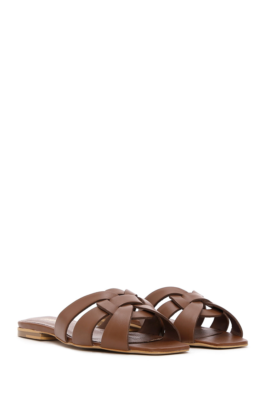 Women's Tan Leather Slippers