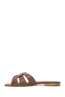 Women's Tan Leather Slippers | Derimod