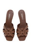 Women's Tan Leather Slippers | Derimod