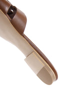 Women's Tan Leather Slippers | Derimod