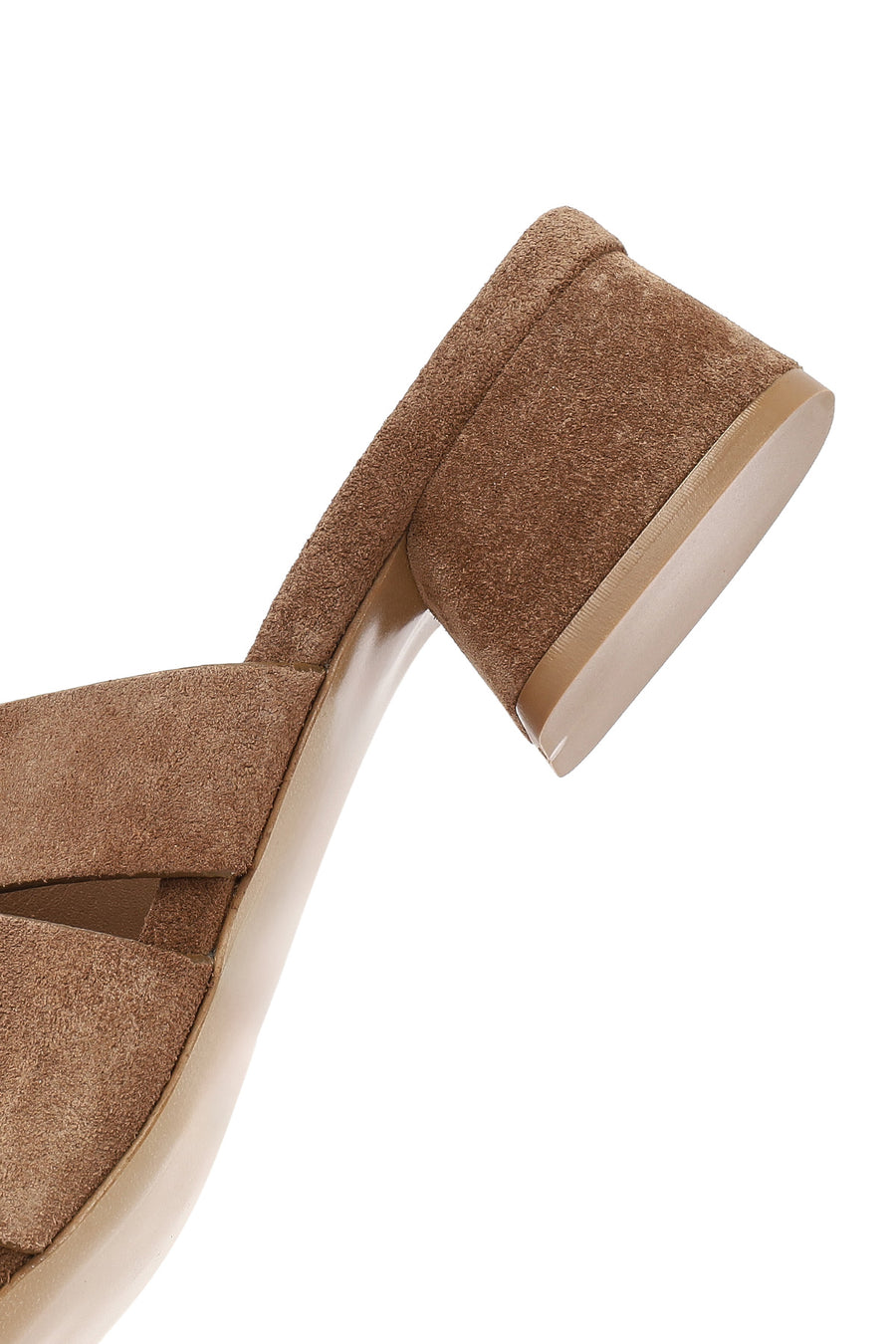 Women's Mink Thick Short Heel Suede Leather Slippers