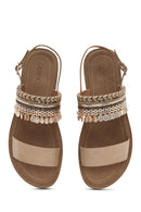 Women's Beige Back Tie Stone Sandals | Derimod