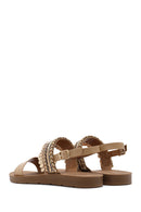 Women's Beige Back Tie Stone Sandals | Derimod