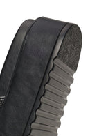 Woman Black Thick-Soled Patterned Slippers | Derimod