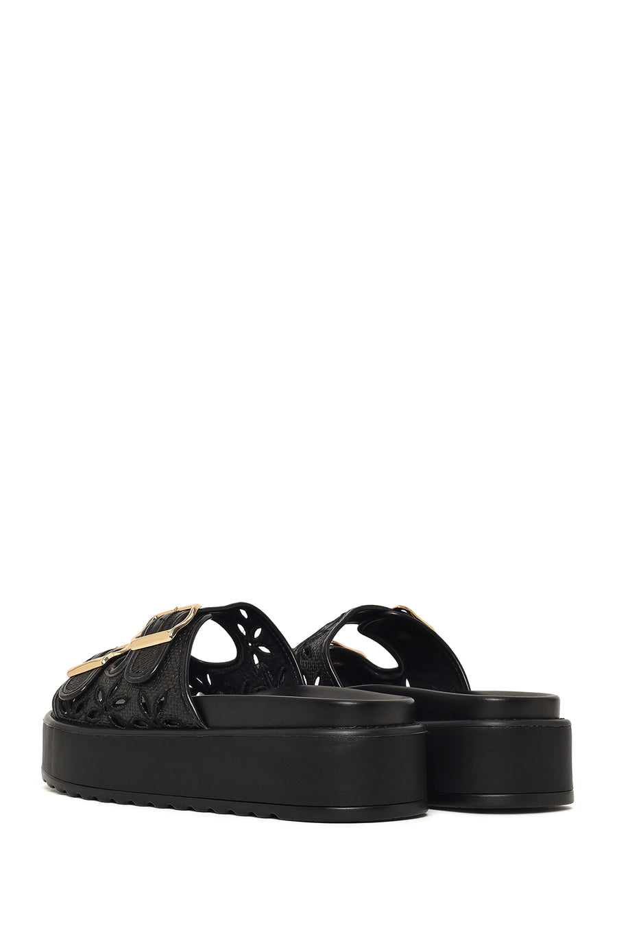 Woman Black Thick-Soled Patterned Slippers