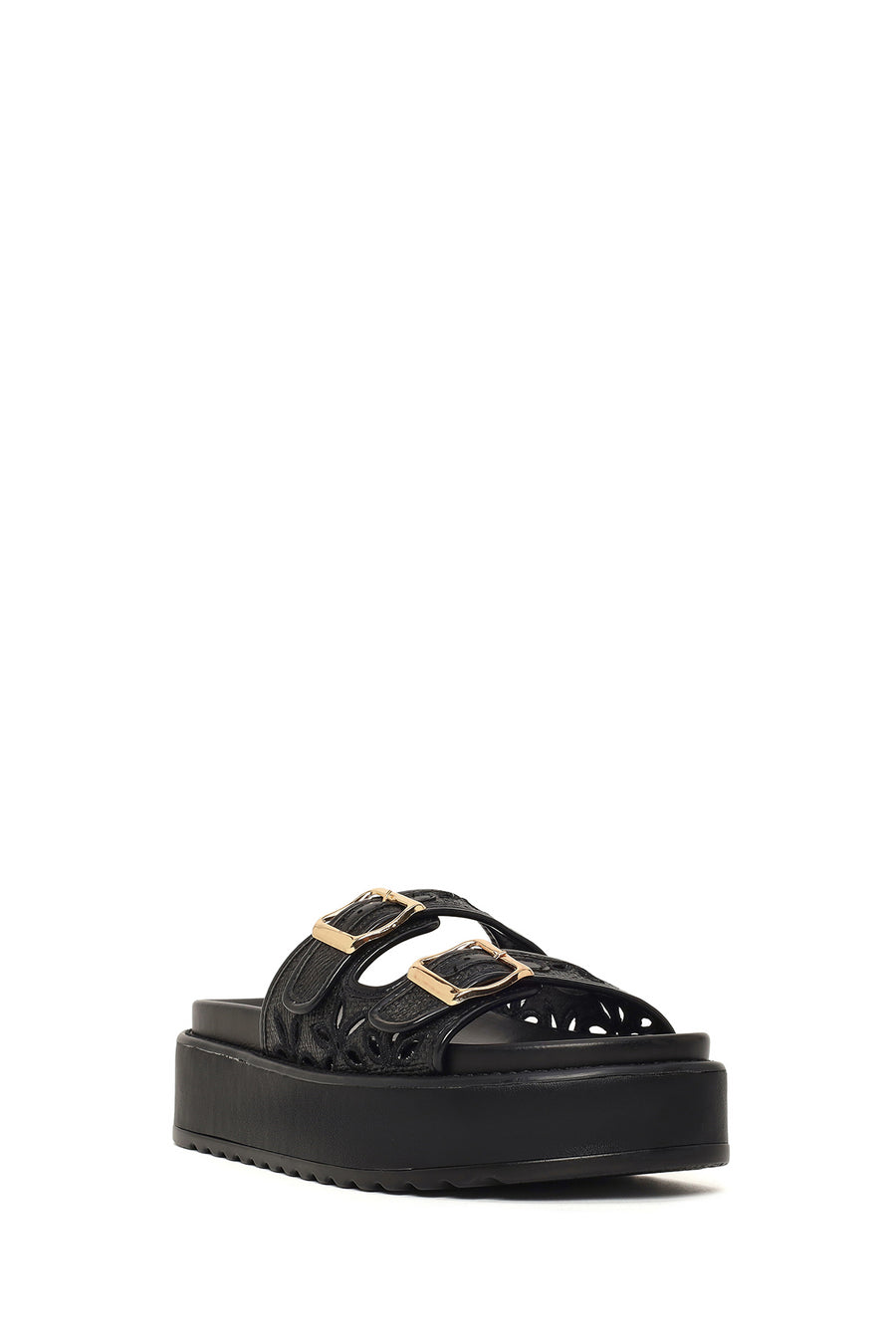 Woman Black Thick-Soled Patterned Slippers