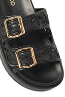Woman Black Thick-Soled Patterned Slippers | Derimod