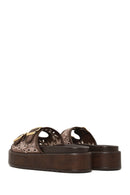 Woman Brown Patterned Thick-Soled Slippers | Derimod