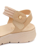 Women's Beige Chunky Sole Fabric Comfort Sandals | Derimod