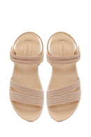 Women's Beige Chunky Sole Fabric Comfort Sandals | Derimod