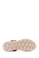 Women's Beige Chunky Sole Fabric Comfort Sandals | Derimod