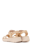 Women's Beige Chunky Sole Fabric Comfort Sandals | Derimod